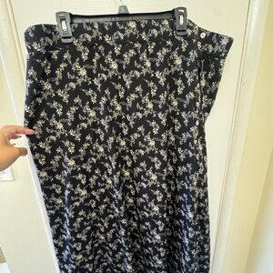 Bloom Black and White Floral A-Line Skirt